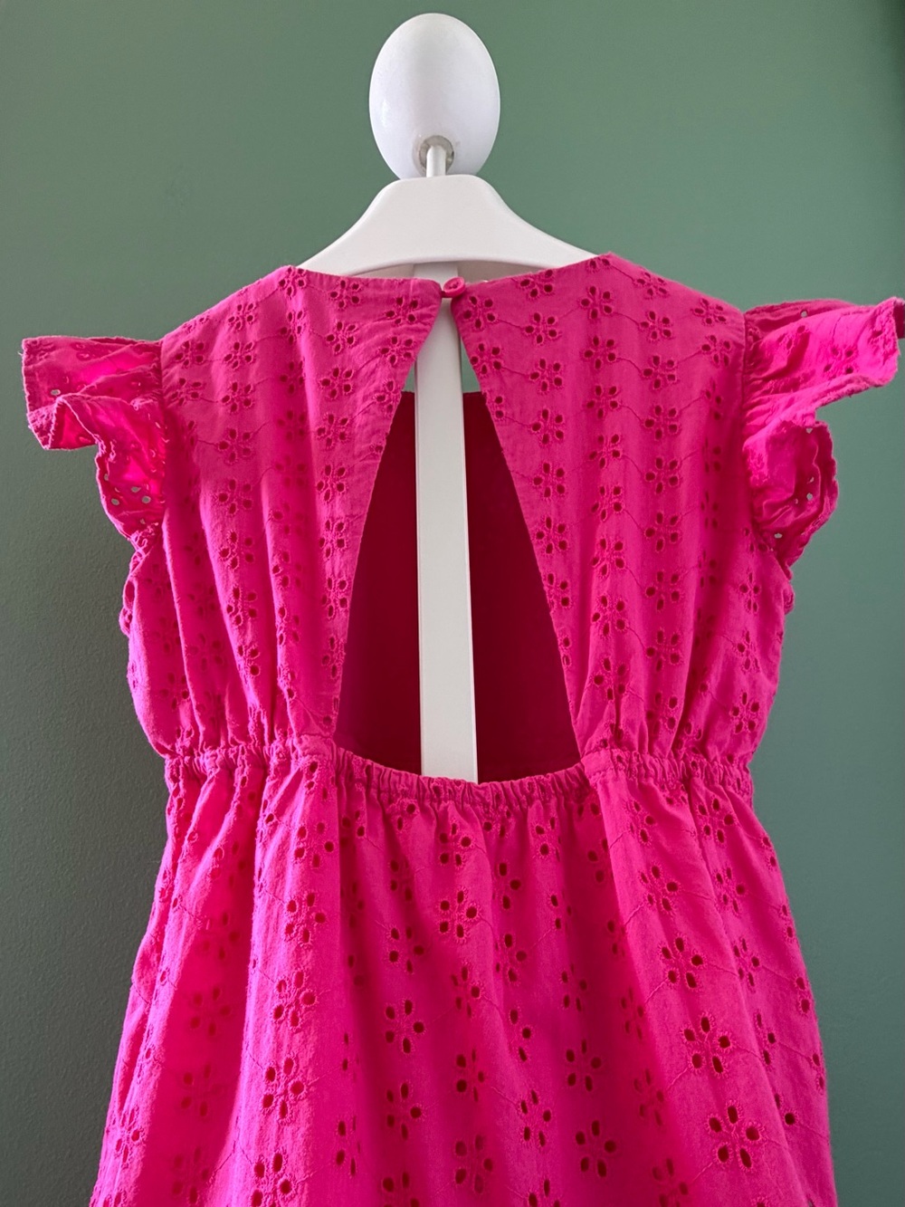 Crewcuts Girls Hot Pink Eyelet Flutter Sleeve Dress - Picture 4 of 9